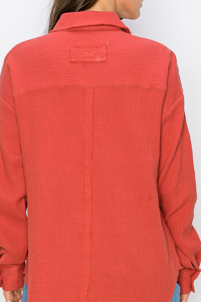 WT0039 Oversized Button Up Shirt