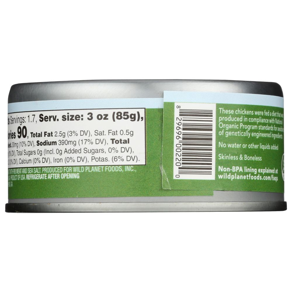 WILD PLANET: Organic Roasted Chicken Breast with Rib Meat, 5 oz