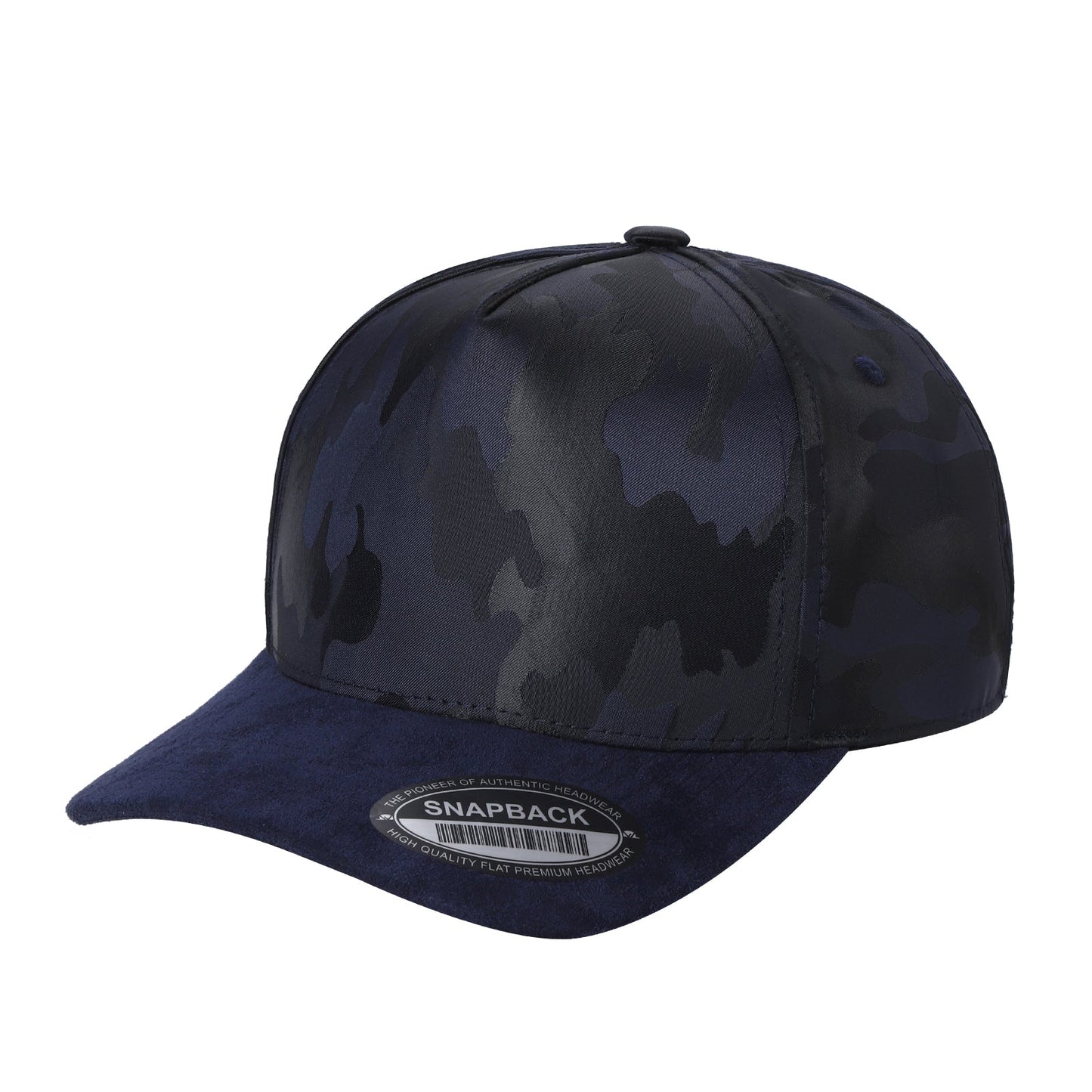 5panel Camo Head with Suede Fabric Bill Snapback Tccs
