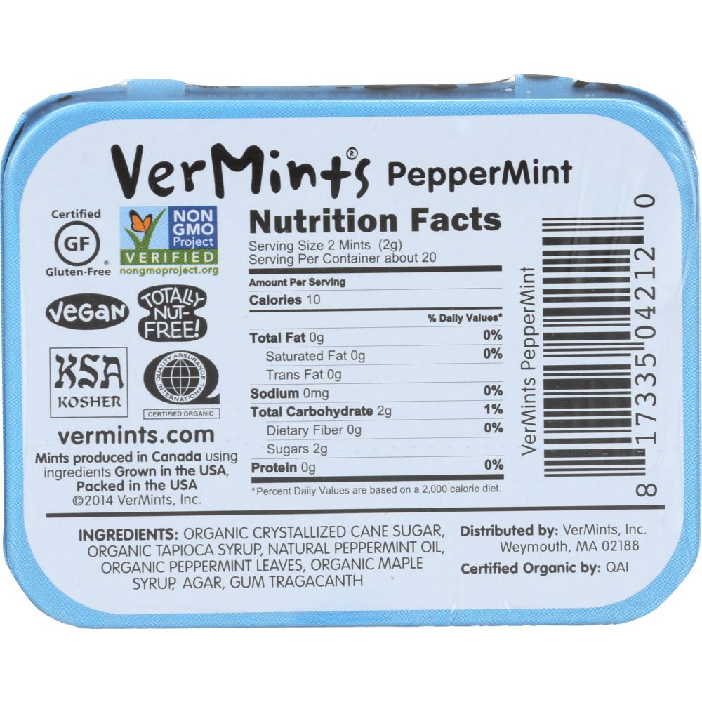 VERMINTS: All Natural Breath Mint Peppermint, 1.41 oz