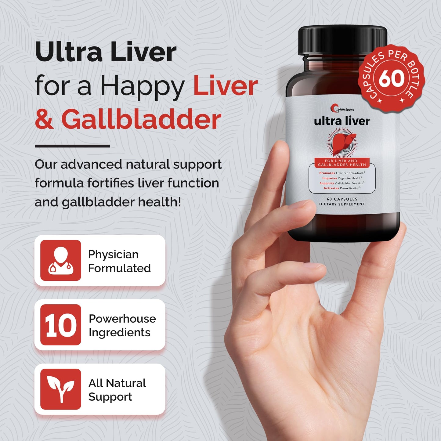 UpWellness Ultra Liver Supplement – Advanced Liver & Gallbladder Support with TMG, NAC & Milk Thistle (60 Capsules)