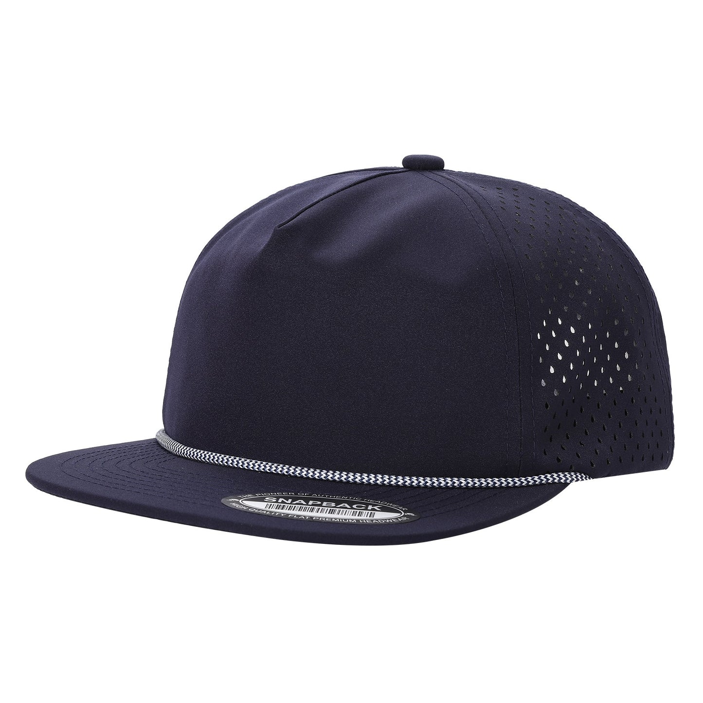 5panel Unstructured Crown W/ Laser Back W/ Rope Flatbill Water Proof Fabric 5wpr