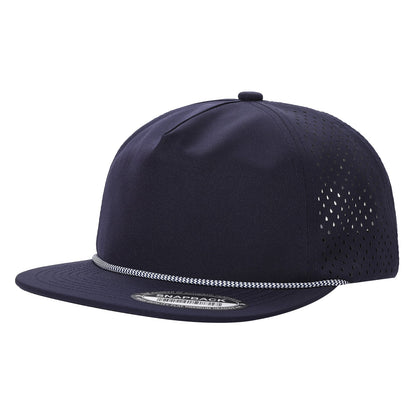 5panel Unstructured Crown W/ Laser Back W/ Rope Flatbill Water Proof Fabric 5wpr