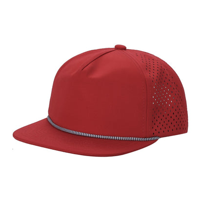 5panel Unstructured Crown W/ Laser Back W/ Rope Flatbill Water Proof Fabric 5wpr