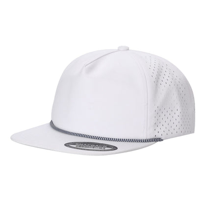 5panel Unstructured Crown W/ Laser Back W/ Rope Flatbill Water Proof Fabric 5wpr
