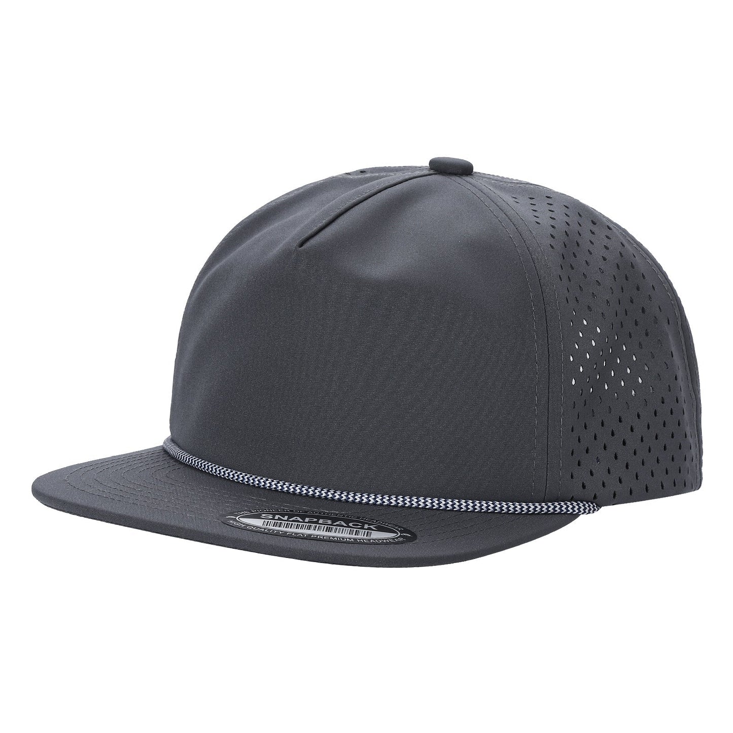 5panel Unstructured Crown W/ Laser Back W/ Rope Flatbill Water Proof Fabric 5wpr
