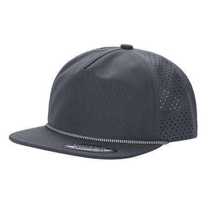 5panel Unstructured Crown W/ Laser Back W/ Rope Flatbill Water Proof Fabric 5wpr