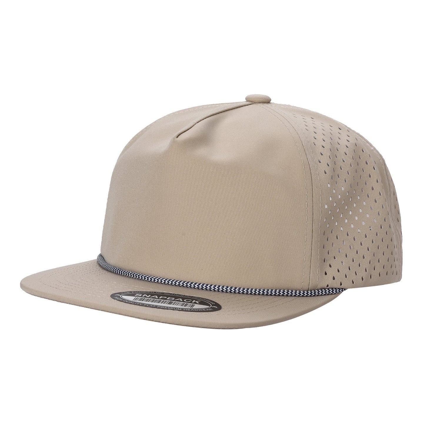 5panel Unstructured Crown W/ Laser Back W/ Rope Flatbill Water Proof Fabric 5wpr
