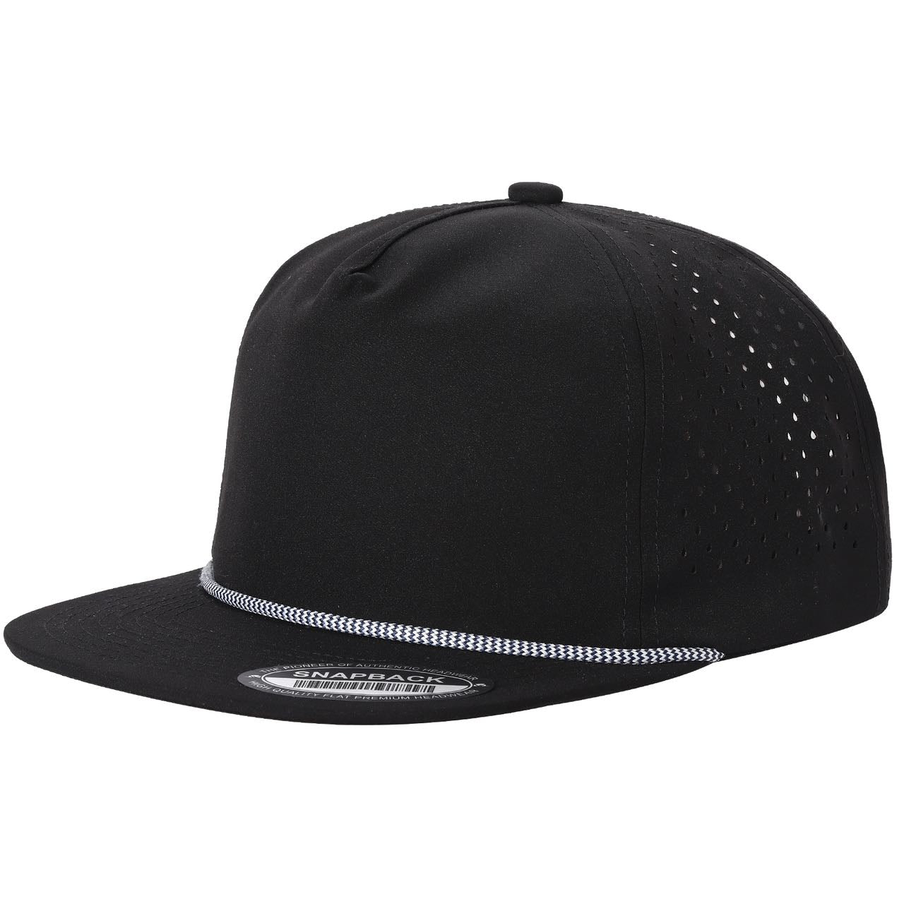 5panel Unstructured Crown W/ Laser Back W/ Rope Flatbill Water Proof Fabric 5wpr