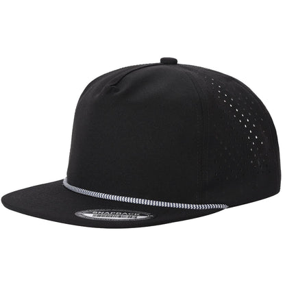 5panel Unstructured Crown W/ Laser Back W/ Rope Flatbill Water Proof Fabric 5wpr