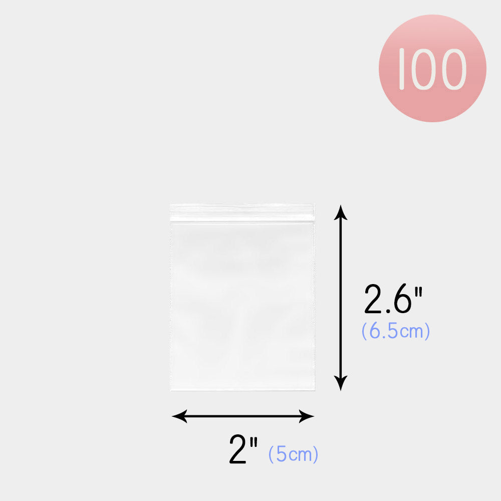 100 PCS - 2.6" X 2" Clear Plastic Jewelry Bags