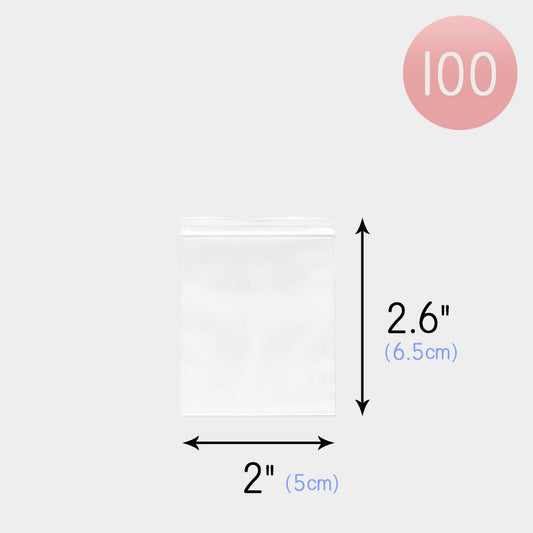 100 PCS - 2.6" X 2" Clear Plastic Jewelry Bags