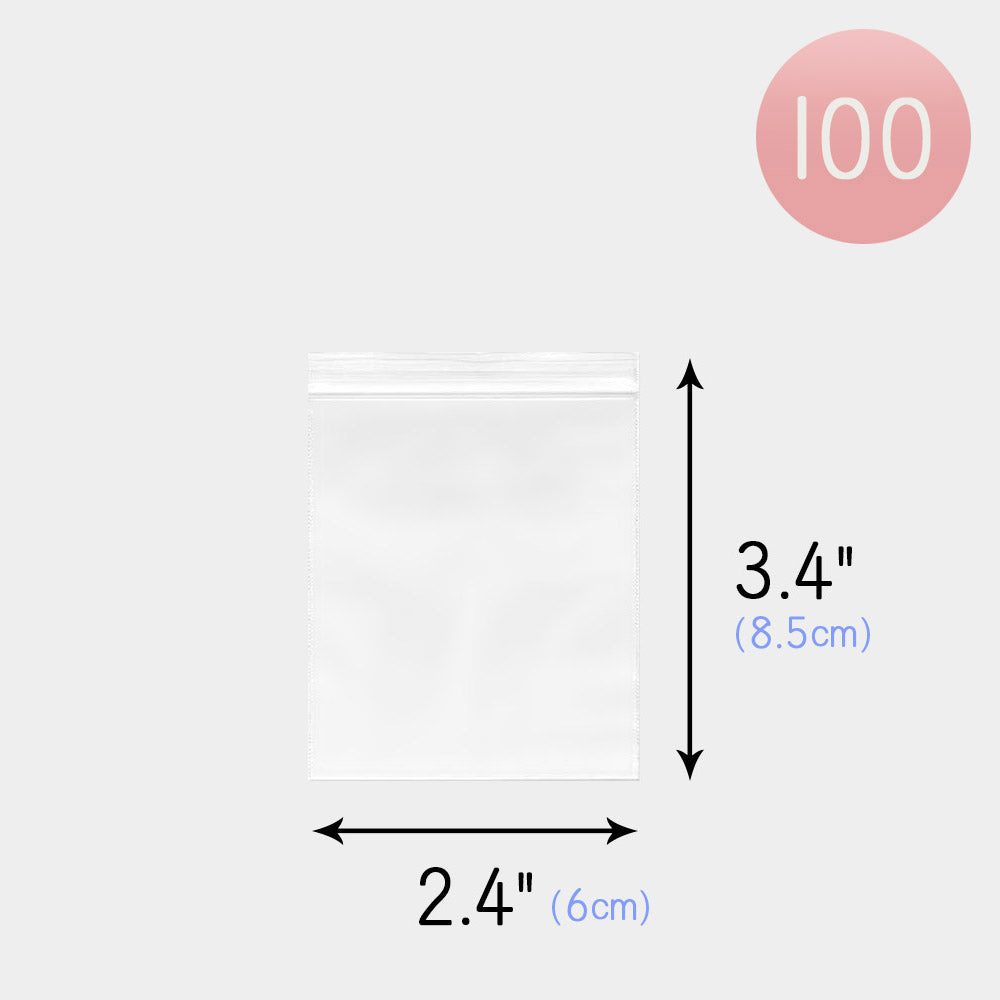 100 PCS - 3.4" X 2.4 Clear Plastic Jewelry Bags