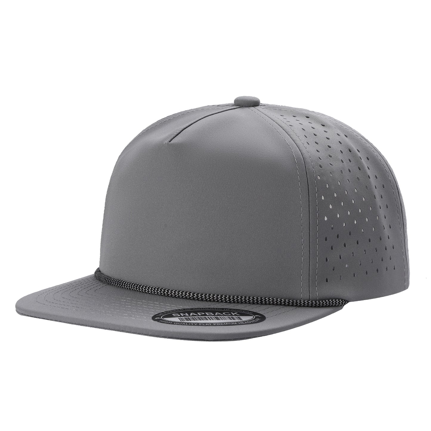 5panel Unstructured Crown W/ Laser Back W/ Rope Flatbill Water Proof Fabric 5wpr