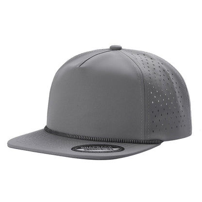 5panel Unstructured Crown W/ Laser Back W/ Rope Flatbill Water Proof Fabric 5wpr
