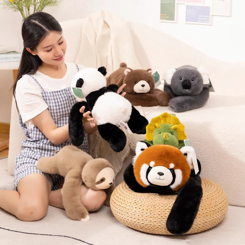 30-65cmKawaii High Quality Forest Animal Plush Doll Pillow Soft Long-arm Raccoon Dinosaur Sloth Panda Koala Plush Toy Home Decor