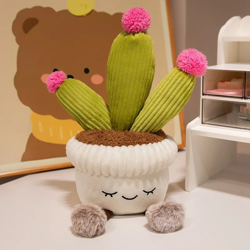 Tulip & Succulent Plant Plush Toy – Cute Stuffed Doll Bookshelf Décor, Soft Kawaii Pillow Pendant & Birthday Gift for Girls
