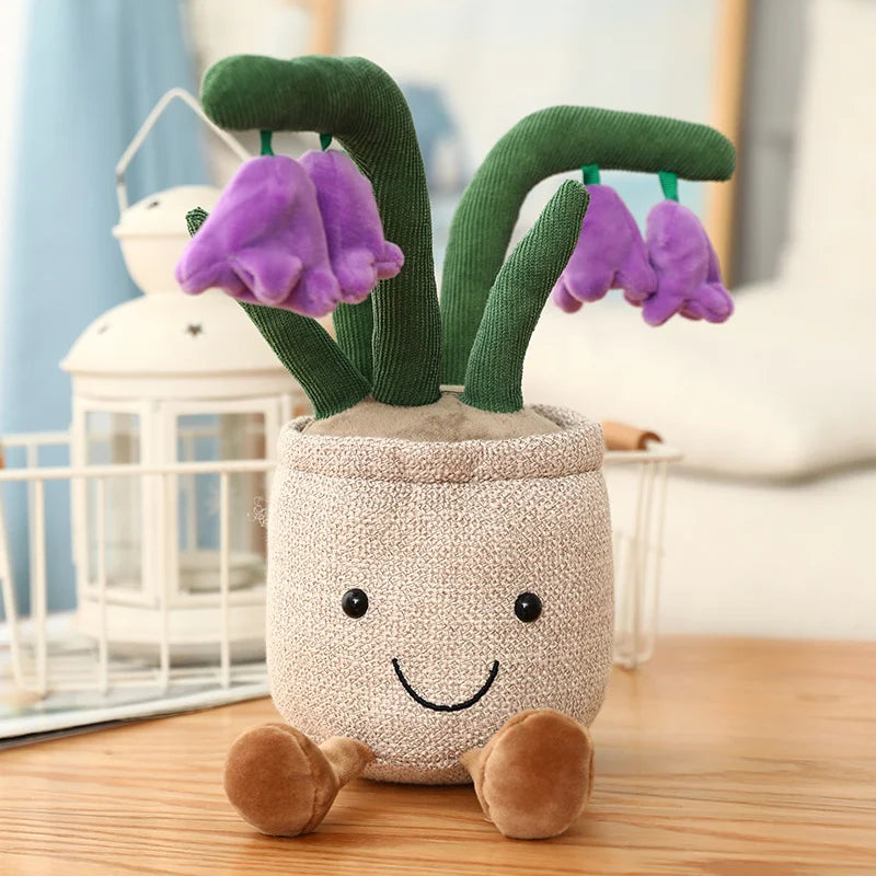 Tulip & Succulent Plant Plush Toy – Cute Stuffed Doll Bookshelf Décor, Soft Kawaii Pillow Pendant & Birthday Gift for Girls