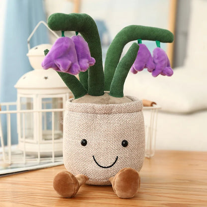 Tulip & Succulent Plant Plush Toy – Cute Stuffed Doll Bookshelf Décor, Soft Kawaii Pillow Pendant & Birthday Gift for Girls