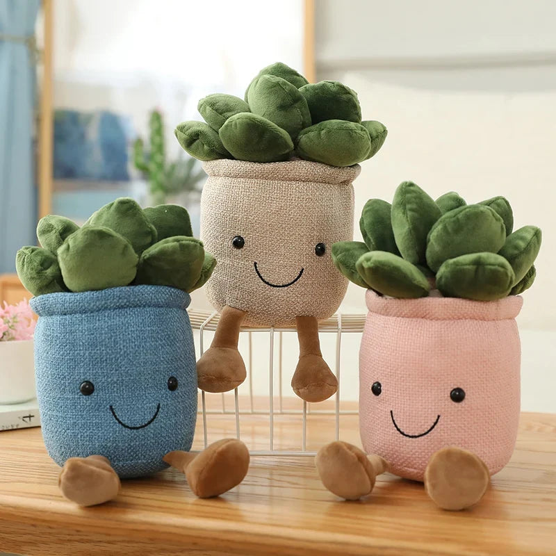 Tulip & Succulent Plant Plush Toy – Cute Stuffed Doll Bookshelf Décor, Soft Kawaii Pillow Pendant & Birthday Gift for Girls