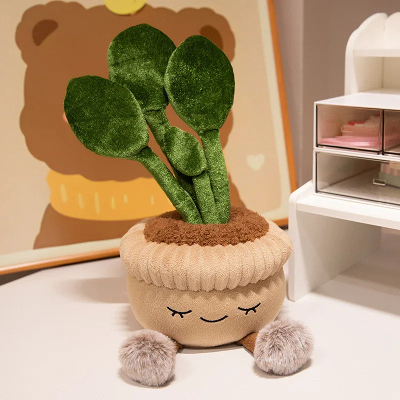 Tulip & Succulent Plant Plush Toy – Cute Stuffed Doll Bookshelf Décor, Soft Kawaii Pillow Pendant & Birthday Gift for Girls
