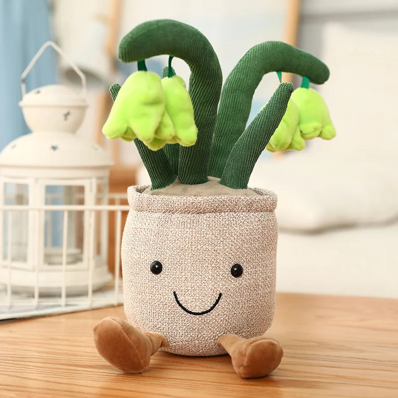 Tulip & Succulent Plant Plush Toy – Cute Stuffed Doll Bookshelf Décor, Soft Kawaii Pillow Pendant & Birthday Gift for Girls