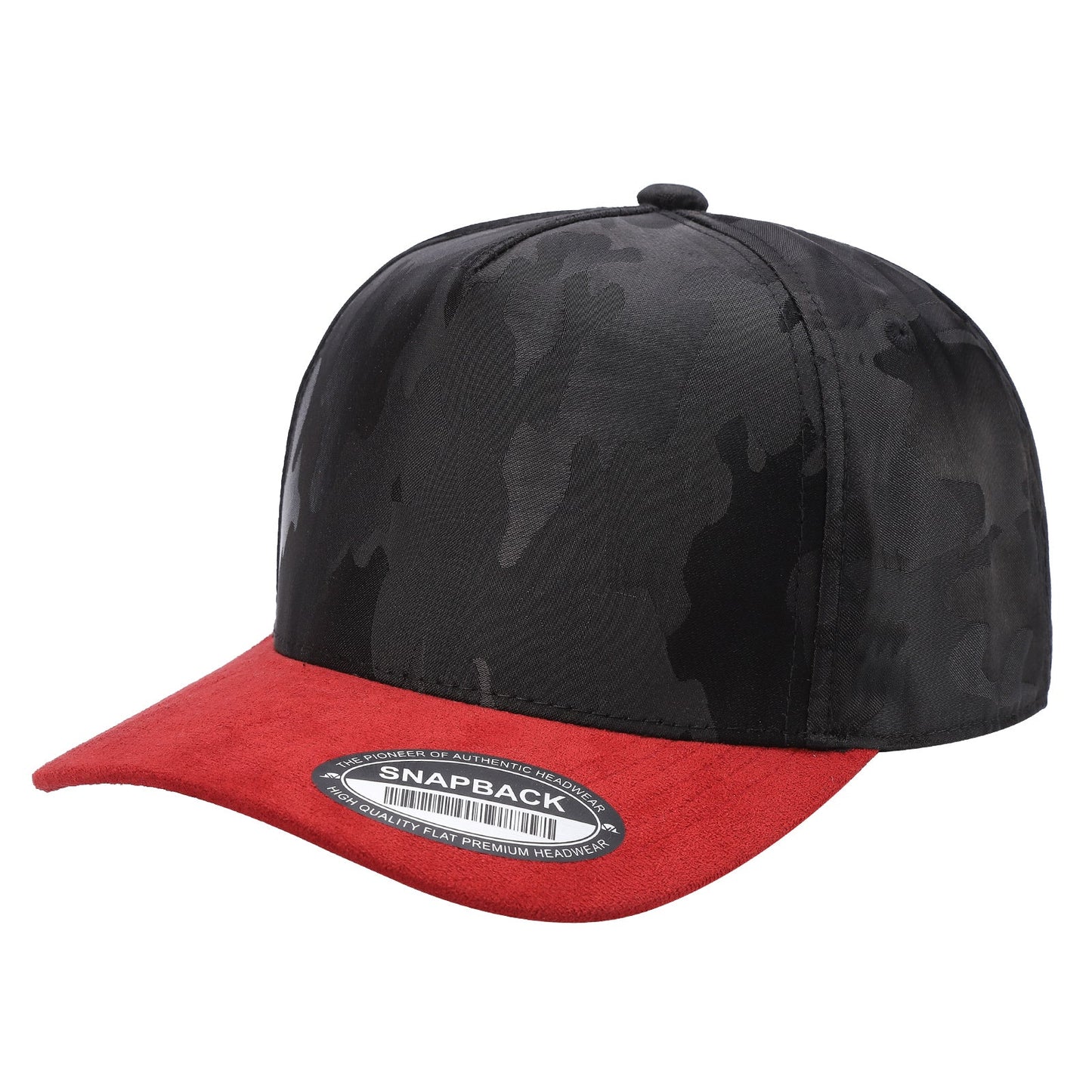 5panel Camo Head with Suede Fabric Bill Snapback Tccs
