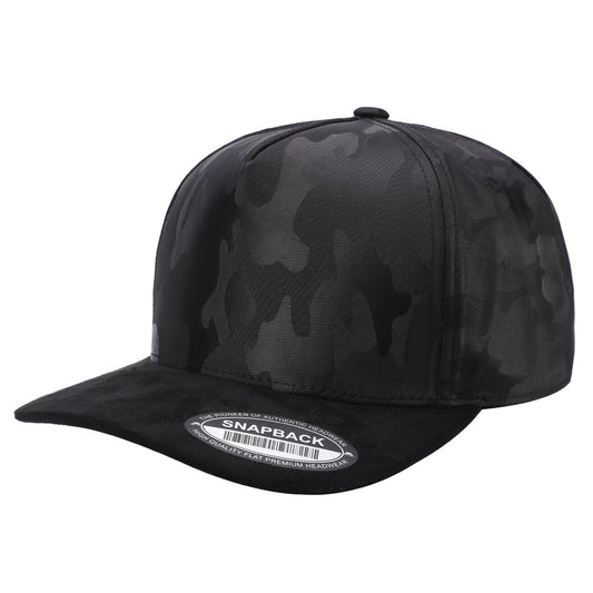 5panel Camo Head with Suede Fabric Bill Snapback Tccs