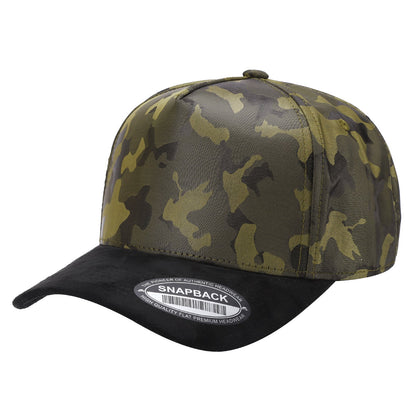 5panel Camo Head with Suede Fabric Bill Snapback Tccs