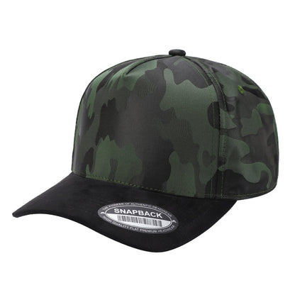 5panel Camo Head with Suede Fabric Bill Snapback Tccs