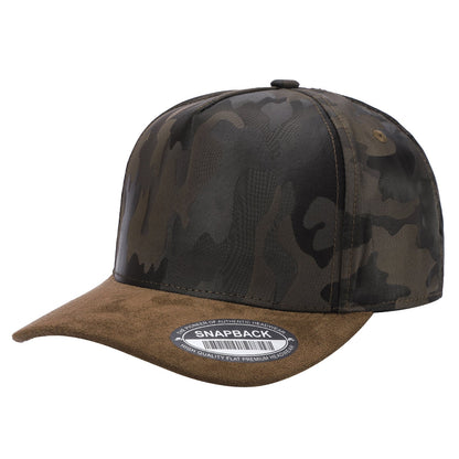 5panel Camo Head with Suede Fabric Bill Snapback Tccs