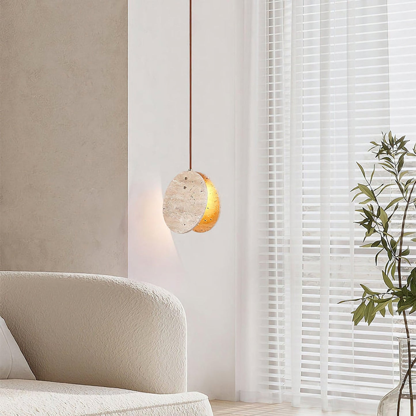 Travertine Disc Pendant Lamp