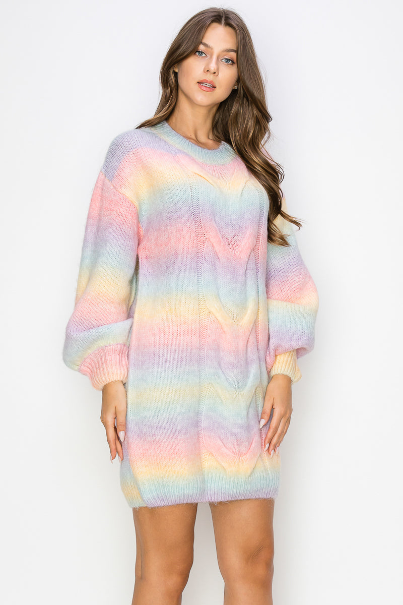 WD0040 Rainbow Sweater Mini Dress