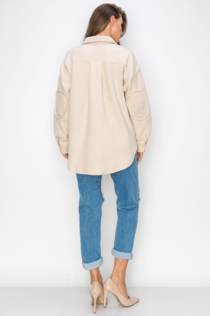 WK0022 Fleece Button Down Oversized Jacket