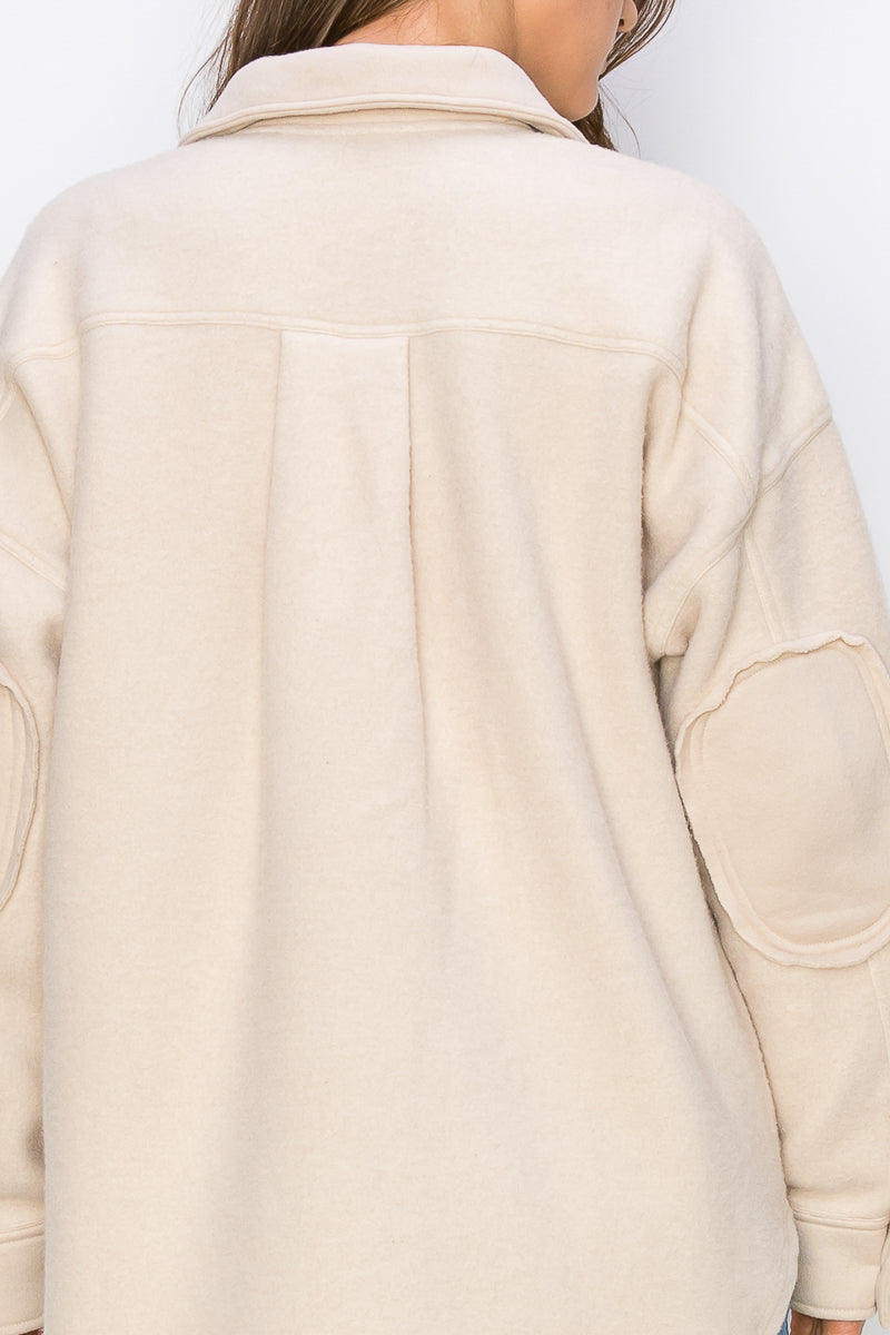 WK0022 Fleece Button Down Oversized Jacket