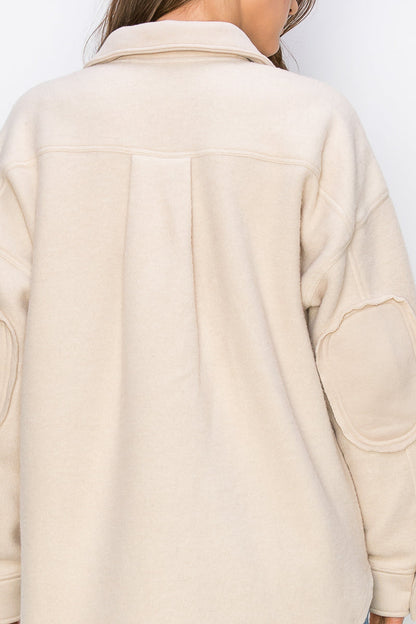 WK0022 Fleece Button Down Oversized Jacket