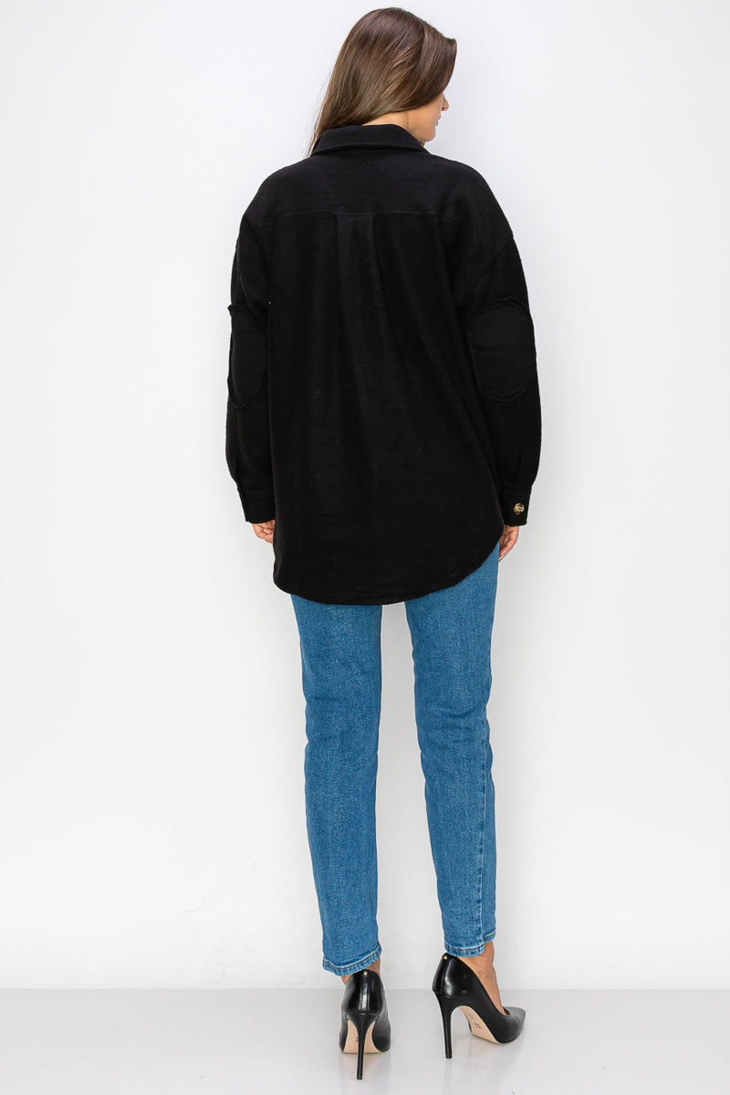 WK0022 Fleece Button Down Oversized Jacket