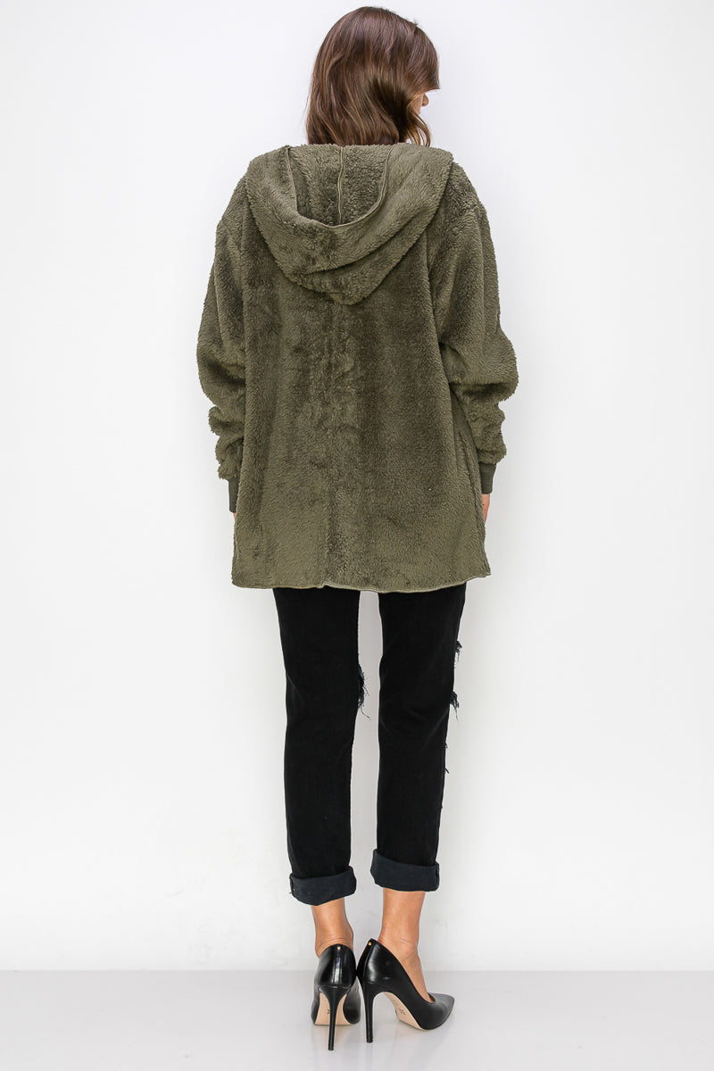 WK0042 Warm and Soft Fur Fabric Hoodie Jacket