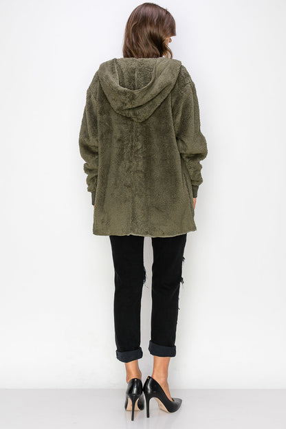 WK0042 Warm and Soft Fur Fabric Hoodie Jacket