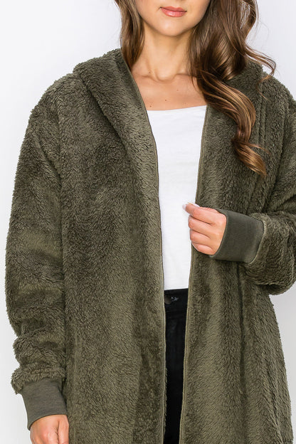 WK0042 Warm and Soft Fur Fabric Hoodie Jacket