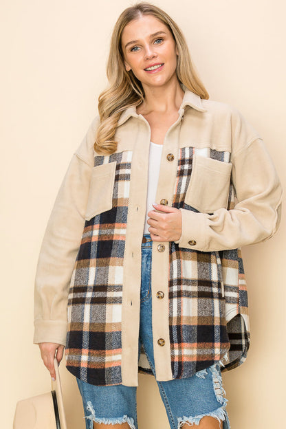 WK0044 Plaid Long Sleeve Shacket
