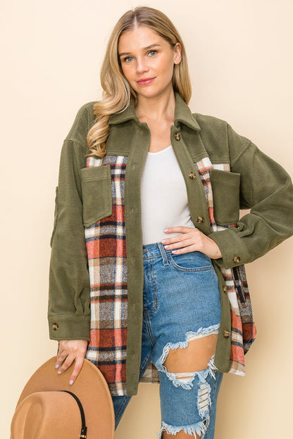WK0044 Plaid Long Sleeve Shacket