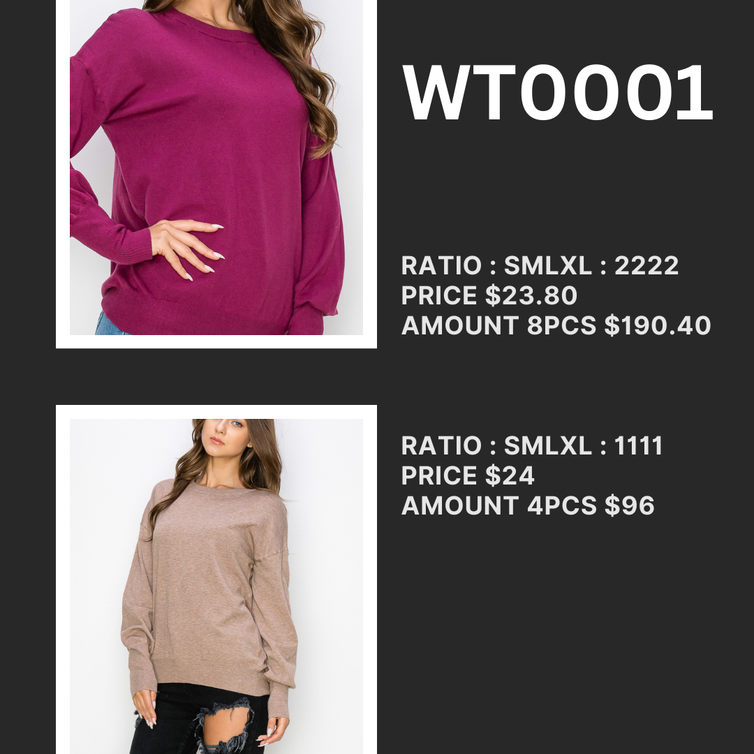 WT0001 Wholesale Cutout Draped Back Pullover