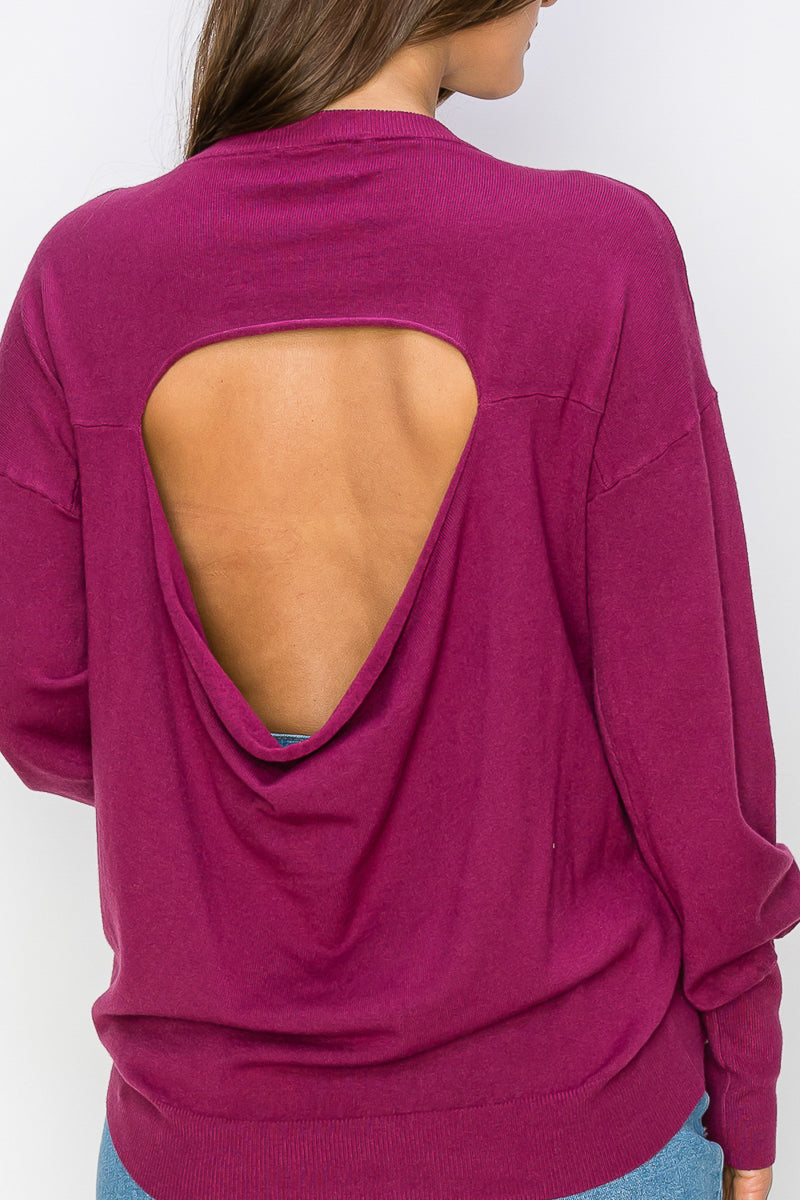 WT0001 Wholesale Cutout Draped Back Pullover