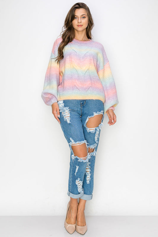 WT0008 Rainbow Sweater Top