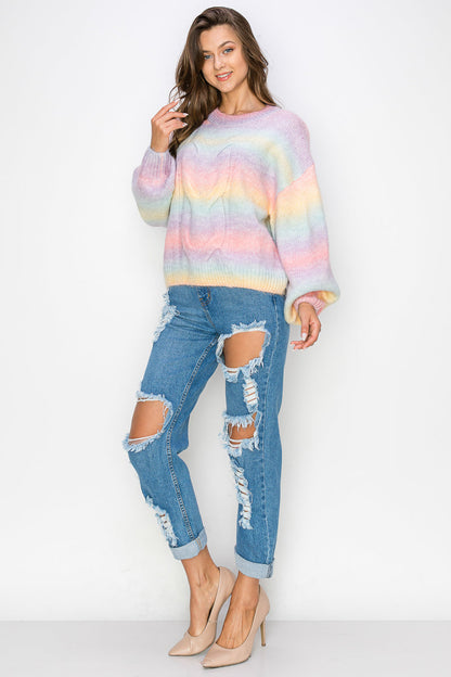 WT0008 Rainbow Sweater Top