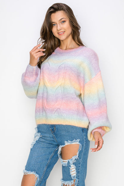 WT0008 Rainbow Sweater Top