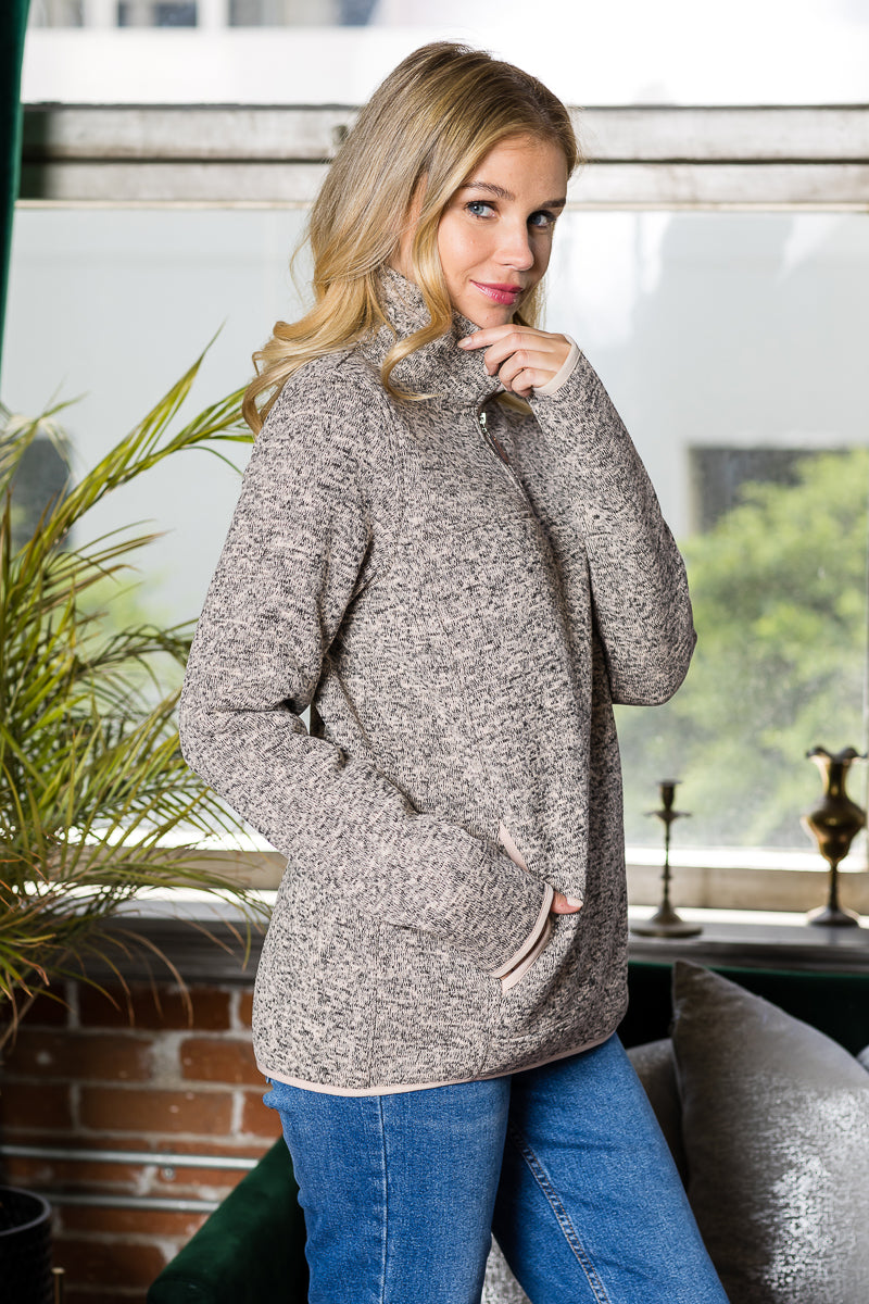 WT0037 Quarter Zip Fleece Long Sleeve Sweatshirt