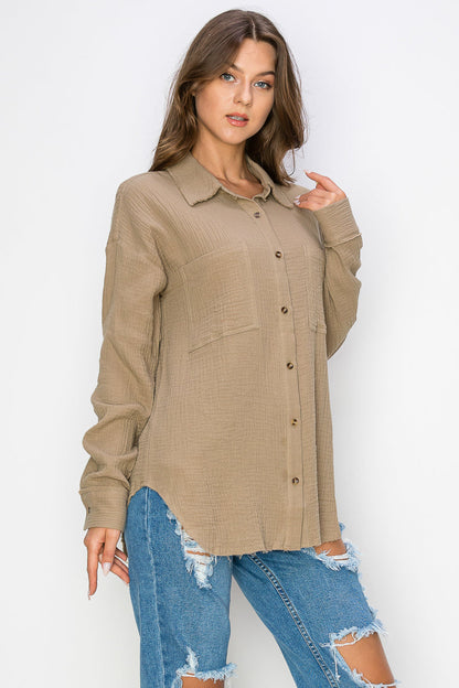 WT0039 Oversized Button Up Shirt