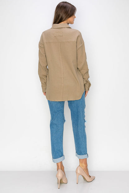 WT0039 Oversized Button Up Shirt